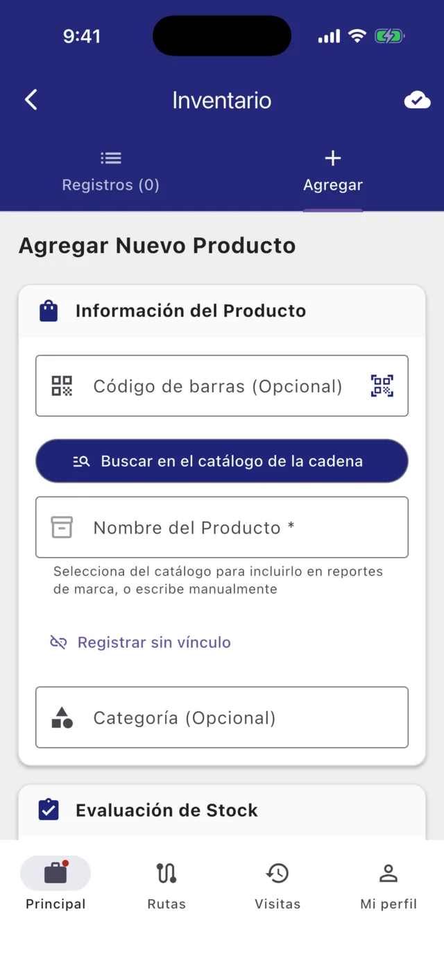 Formulario para agregar un producto al inventario